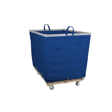 Steele Canvas Basket 20 BU Permanent Truck Blue Vinyl w/Grey Vinyl - Metal Base - 3in Casters 9220VBLUVGRYM3